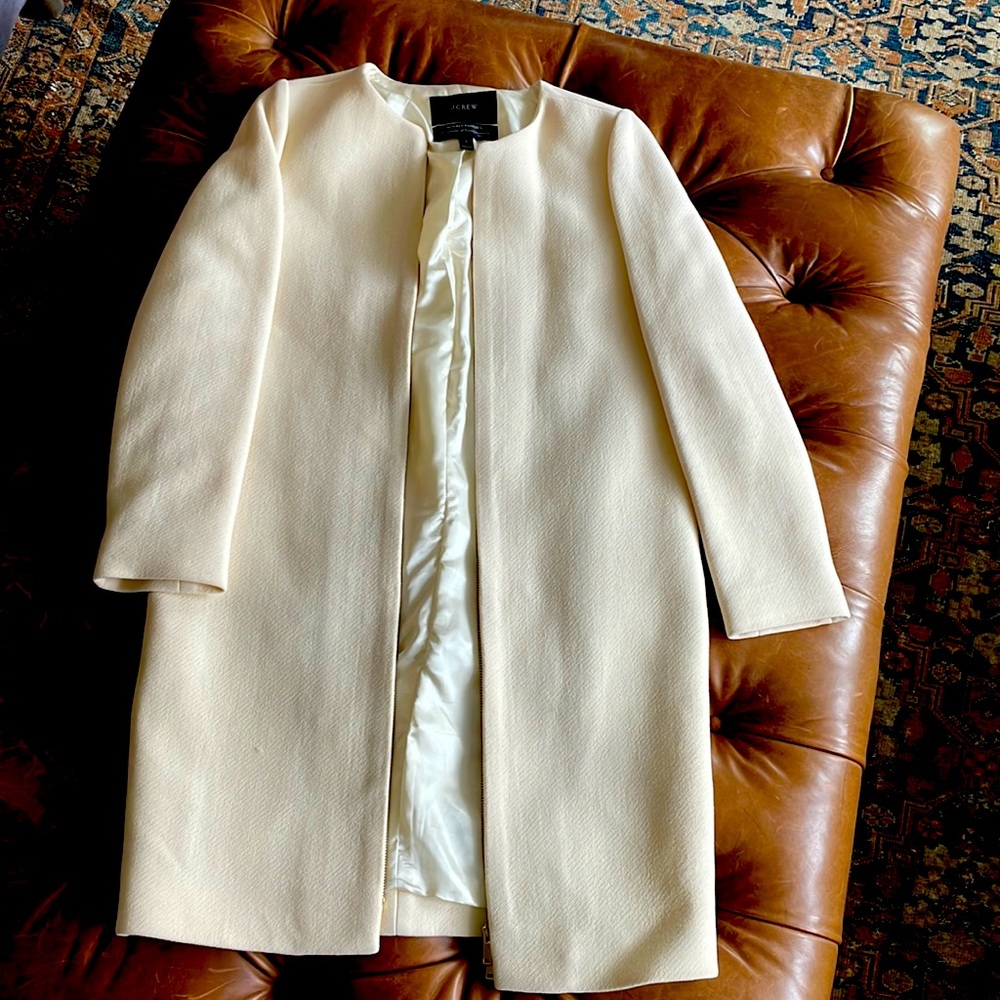J Crew - winter white double cloth coat